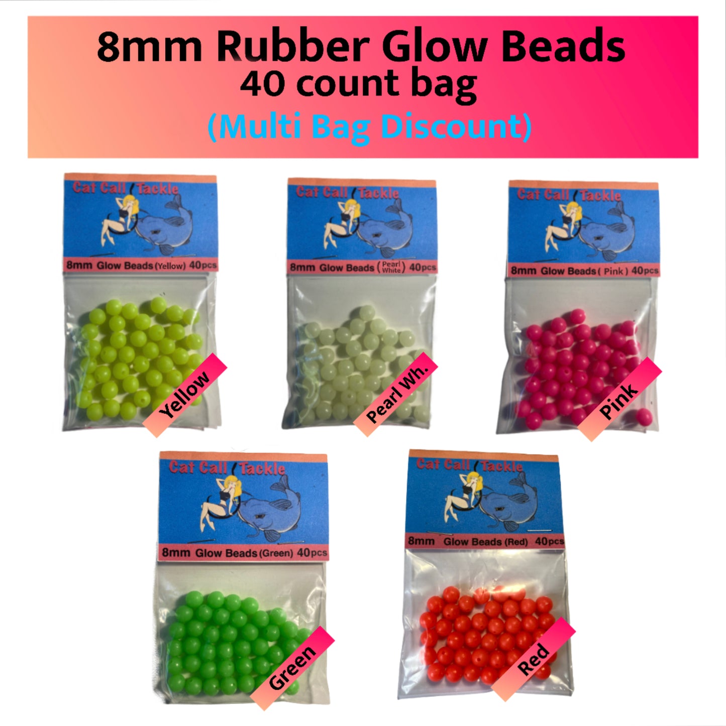 8mm Rubber Glow Beads